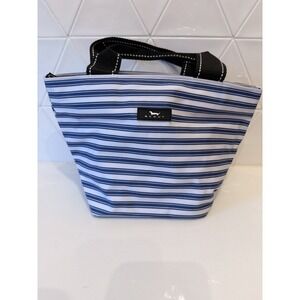 SCOUT Blue White Striped Lunch Tote Insulated Zip Top Bag NWOT